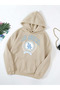 Unisex Beige Hooded Sweatshirt Los Angeles Blue Print
