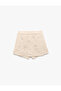 Bow Patterned Bead Detailed Knitwear Shorts Skirt