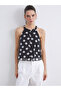 Black Halter Neck Polka Dot Blouse