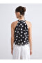 Black Halter Neck Polka Dot Blouse - 4