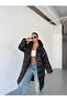 New Season Oversize Black Inflatable Long Coat - 6