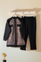 Leopard Patterned Zippered Double Puff Scuba Suit - Black - 2