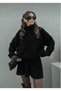 Dgn's 2-Piece Pleated Skirt - High-Necked Sweater Women's Knitwear Skirt Bottom Top Set