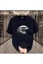 Unisex Oversized Printed Cotton Crew Neck Short Sleeve BLACK T-shirt