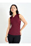Women Burgundy Sleeveless Textured Knit Top - 3