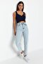 Monera High Waist Snow Wash Blue High Waist Lycra Mom Jeans - 5