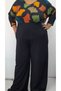Black Waist Bodice Elasticated Light Loose Leg Pocketless Knitted Seasonal Winter Trousers - 4