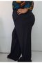 Black Waist Bodice Elasticated Light Loose Leg Pocketless Knitted Seasonal Winter Trousers - 8