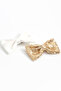 Girl's 2-Piece Gold White Sequin Matte Satin Bow Tie Clip Buckle - 2