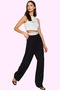 Women Fashion Wide Leg High Waist Palazzo Pants Woven Fabric Daily Use