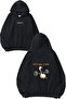 Fitness Duck Design Printed Oversize Black Hooded Sweatshirt