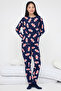 Teen Lacivert %100 Pamuklu Eğlenceli Şeker Baskılı Örme Pijama Takımı THMAW26PT00018 - 2