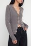 Anthracite Melange Fitted/Slim Fit Lace Detail Brushed Ribbed Stretch Knit Blouse Twoaw26Bz00096 - 3
