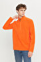 Men's Orange Anti-pilling Non-Pilling Standard Fit Stand-up Collar Cold-Proof Fleece Sweatshirt - 3