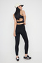 Teen Black Diver/Scuba Fabric Waist Binding Detail Full Length Knitted Sports Leggings Thmaw26Ty00004 - 4