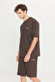 Men's Bitter Brown Cotton Comfort Fit Relaxed Cut Printed Tie Waist Side Pocket Tracksuit Set - 2
