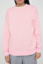 Açık Pembe Renk Bloklu Oversize/Geniş Kalıp Kalın Örme Sweatshirt TWOAW26SW00025 - 4