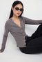 Anthracite Melange Fitted/Slim Fit Lace Detail Brushed Ribbed Stretch Knit Blouse Twoaw26Bz00096 - 2