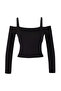 Teen Siyah Soft Fırçalı Kumaş Askı Detaylı İçi Pedli Spor Örme Üst/Bluz THMAW26BZ00003 - 6