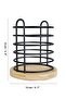 Bamboo Base Metal Spoon Holder - Countertop Upright Spoon Holder Kitchen Organizer Decorative Organizer - 5