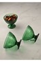 Green Magnolia Bowl - Ice Cream Plate with 3 Glass Snacks - 3
