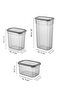 Set of 12 Peggy Rectangular Storage Containers with White Screen Printing Labels 4x(1.3 LITER, 2 LITER, 3.2 LITER) - 8