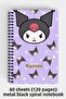Kuromi Design A5 Spiral Hard Cover Notebook 120 Sheets
