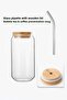 Bamboo Lid, Heat Resistant Glass, 550 ml Soft Drink Coffee Presentation Cup with Straw |   2 Pieces - 2
