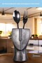 Countertop Spoon Holder Decorative Vertical Spoon Holder Cylinder Spoon Holder Antique Silver Color Model 23 - 5