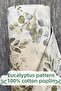 100% Cotton Eucalyptus Printed Poplin Fabric - Duvet Cover - Sheet - Pillow - Dress - Bag - 240 Cm Width - 2