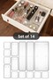 14 Pieces Jewelry Accessory Organizer Box - Multi-Purpose Drawer Jewelry Organizer Transparent - 2