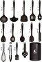Trigona Heat Resistant Non-Flammable Non-Stick Silicone Spatula Set 15 Pieces Black - 2