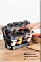 Black Countertop Spice Set with Stand and Lid, 8-Piece, Adhesive Wall Mountable