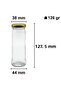 105 ml Transparent Long Glass Jar with Metal Gold Lid, 10 Pieces - 2