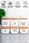 Set of 6 Acrylic (Plastic) Jars with Wooden Lids 900Ml/400Ml with Transfer Labels