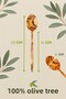 Set of 4 Olive Tree Spoons and Spatulas - Natural Handmade, Non-Scratching, Durable Wooden Kitchenware Set - 4