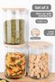 3-Piece Bamboo Lid Glass Storage Container - Vacuum Labeled Labeled Glass Jar Set with Lids for Legumes and Food 1050 ml