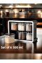 Set of 6 500 ml Self-Adhesive Spice Rack Organizer with Spoon and Stand - 2
