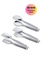 Twist 3-Piece 304 Steel Serving Presentation Pasta Cake Salad Cake Tongs Set Steel Serving Set 3 Pieces - 2