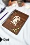 Cat on the Window Spiral Notebook with Wooden Cover - Dotted Notebook - 60 Sheets (120 Pages) - A5 15X21 cm