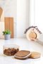 6-Piece Acacia Vacuum Lid Square Glass 350 ml Breakfast Set, Multi-Purpose Glass Snack Bowl - 3
