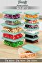 Set of 12 Rectangular Food Storage Containers - Microwave Safe Organizer Food Container Green