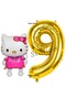 9 Year Old Hello Kitty and Gold Number Balloon Birthday Party Set