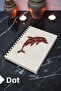 Dolphin Themed Wooden Cover Notebook - Dotted Notebook - Agenda - School Notebook (A5 - 120 Pages)