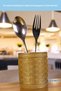 Countertop Spoon Holder Decorative Vertical Spoon Holder Cylinder Spoon Holder Gold Color Model 4 - 5