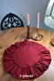 2-Piece Ruffled Burgundy (Red) Placemat Round 40X40