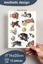 Vintage Cats Sticker Set, Large Size, 12 Pieces Waterproof, Vintage Sticker, Laptop, Phone, Suitcase - 3