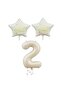 Beige Star Foil Balloon Set - Happy Birthday Age 2