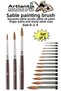 Art Brush 0 - 2 - 4 Number 1 Pack of 3 Sable Round Tip Brush Set Gouache Water Acrylic Oil B