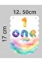 Rainbow Themed Set of 3 One 1 Year Old Birthday Ornament Banner + Cake Ornament + Cupcake Cardboard - 5